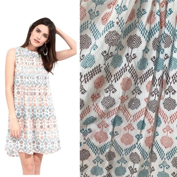 Roberta Roller Rabbit Isola Smocked Cotton Sleeveless Dress S - Picture 2 of 7